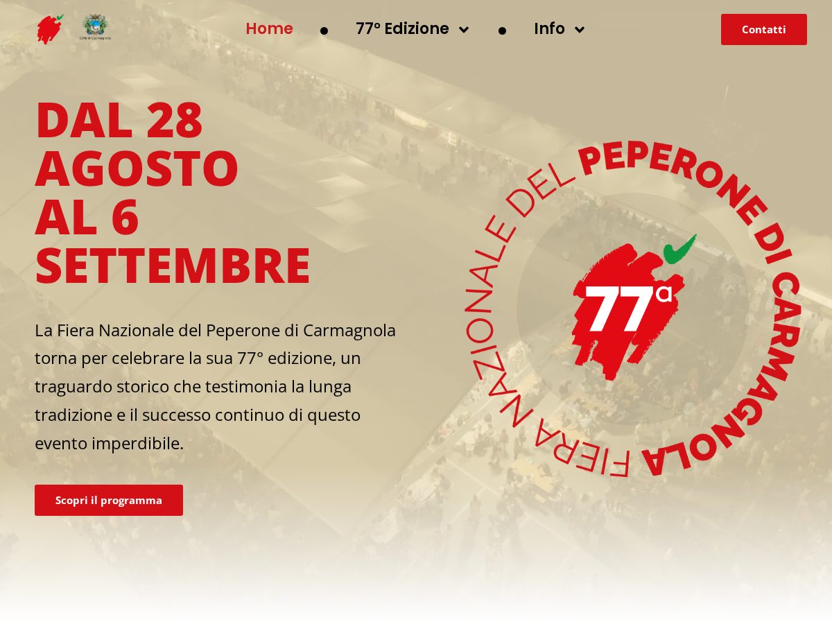 Landing-page snapshot of sagranazionaledelpeperonedicarmagnola.net