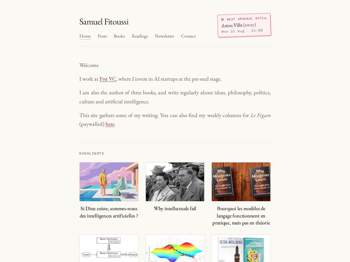 Landing-page snapshot of samuelfitoussi.com