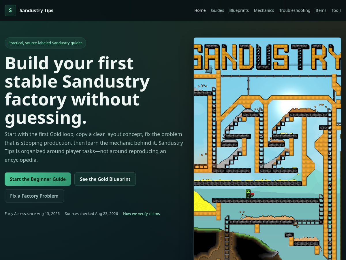 Landing-page snapshot of sandustrytips.com