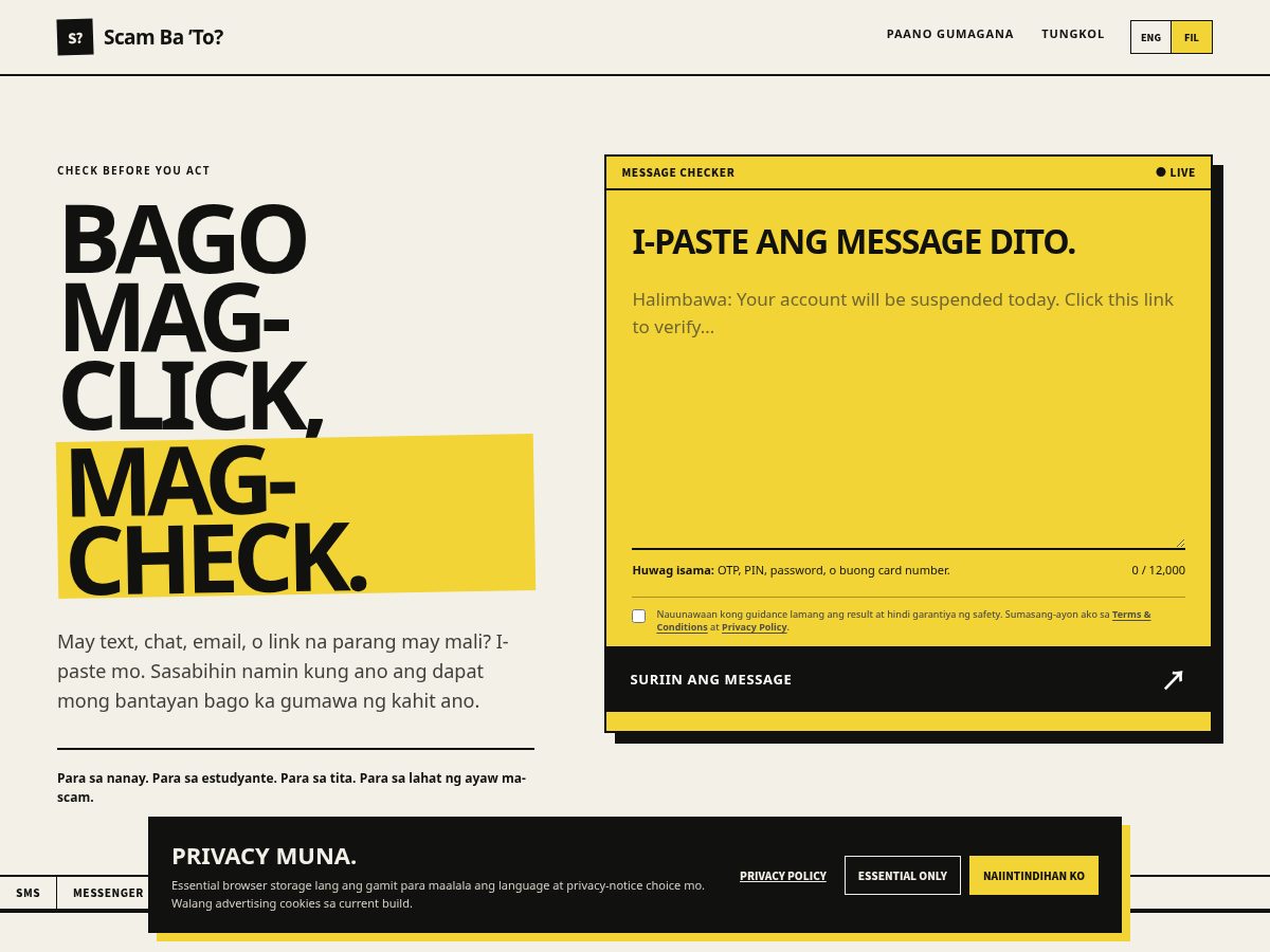 Landing-page snapshot of scambato.org