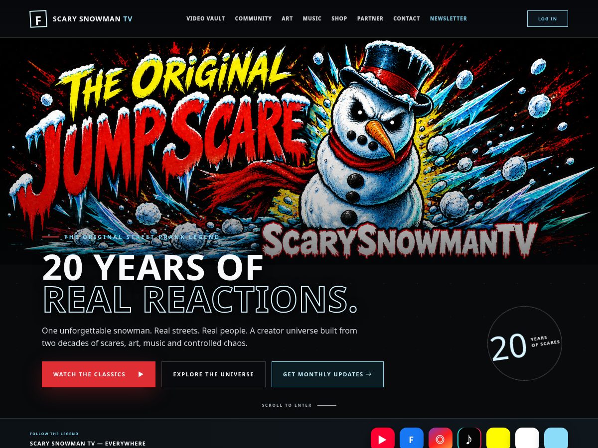 Landing-page snapshot of scarysnowman.com