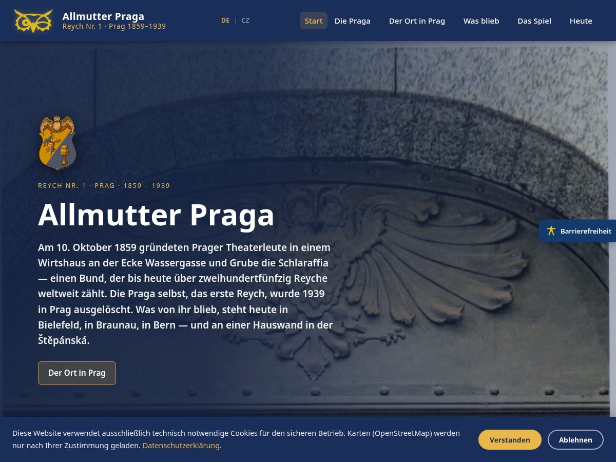 Landing-page snapshot of schlaraffia-prag.org
