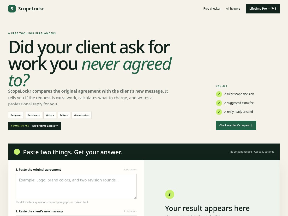 Landing-page snapshot of scopelockr.com