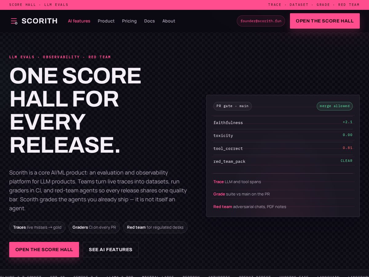Landing-page snapshot of scorith.fun