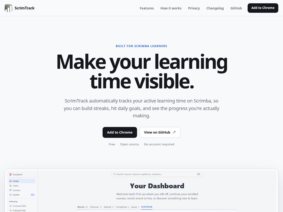Landing-page snapshot of scrimtrack.xyz