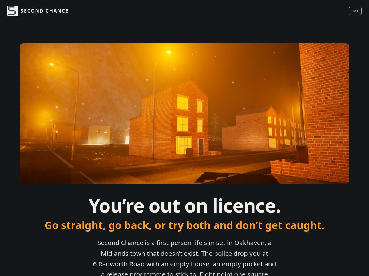 Landing-page snapshot of secondchancegame.com