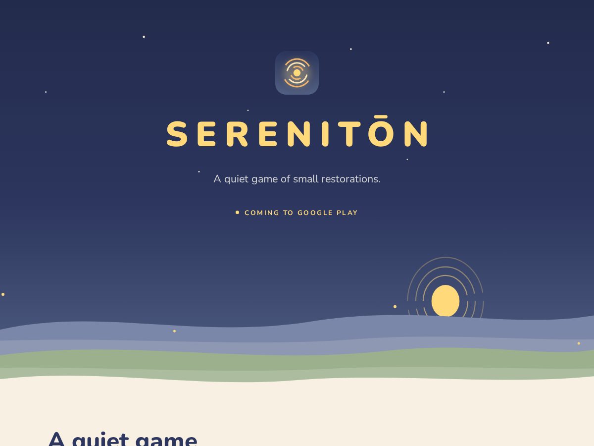 Landing-page snapshot of seriniton.com