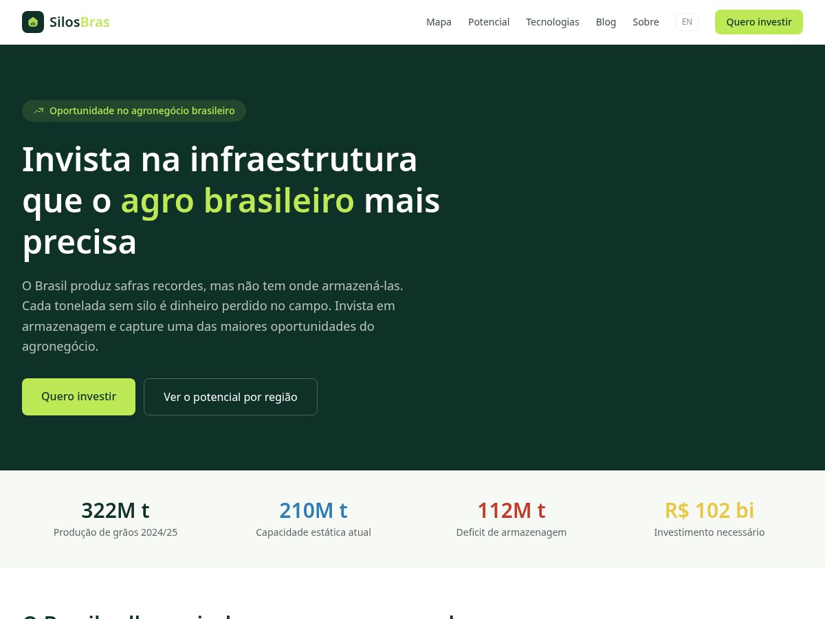 Landing-page snapshot of silosbras.com