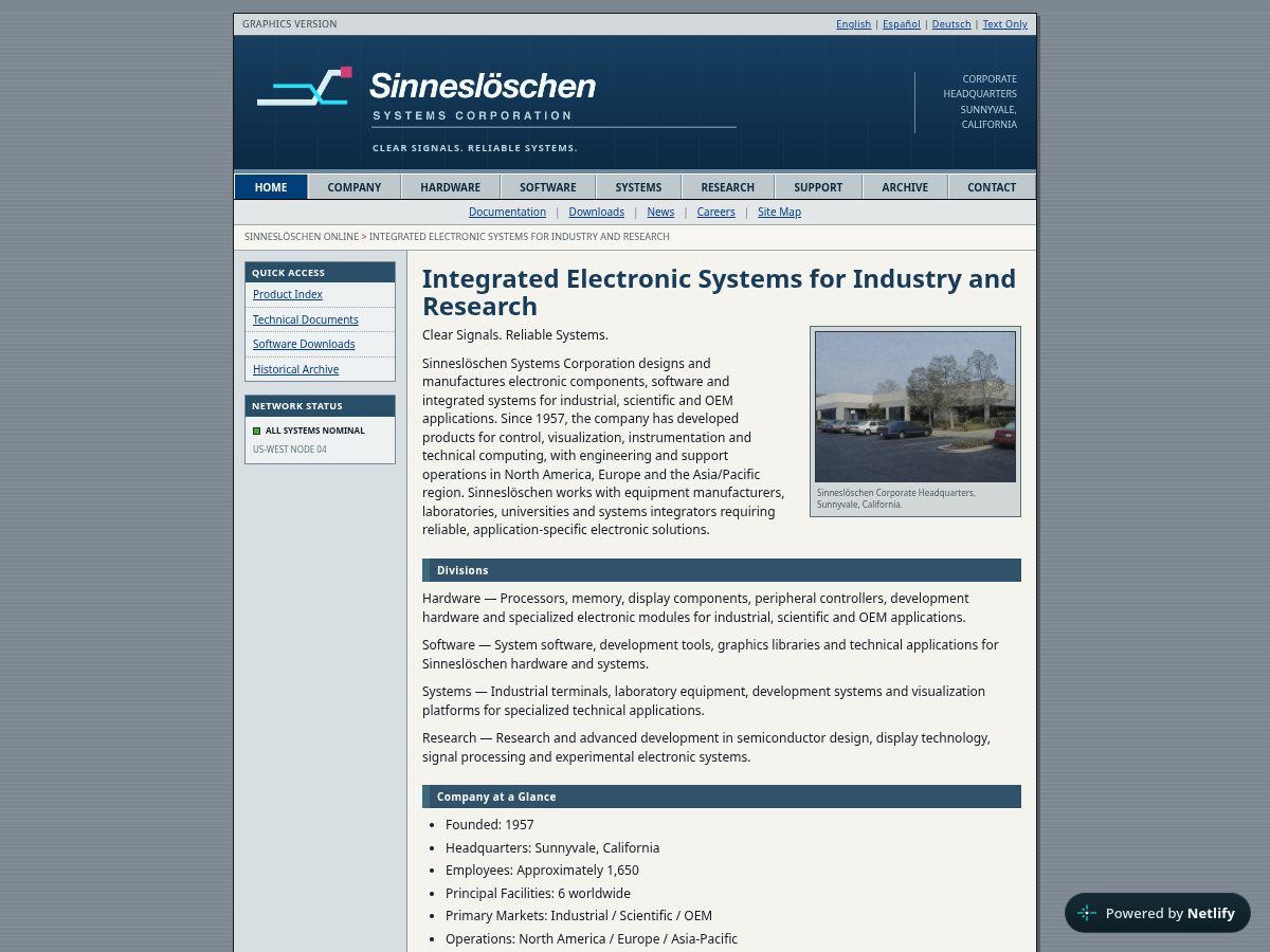 Landing-page snapshot of sinnesloschen.systems