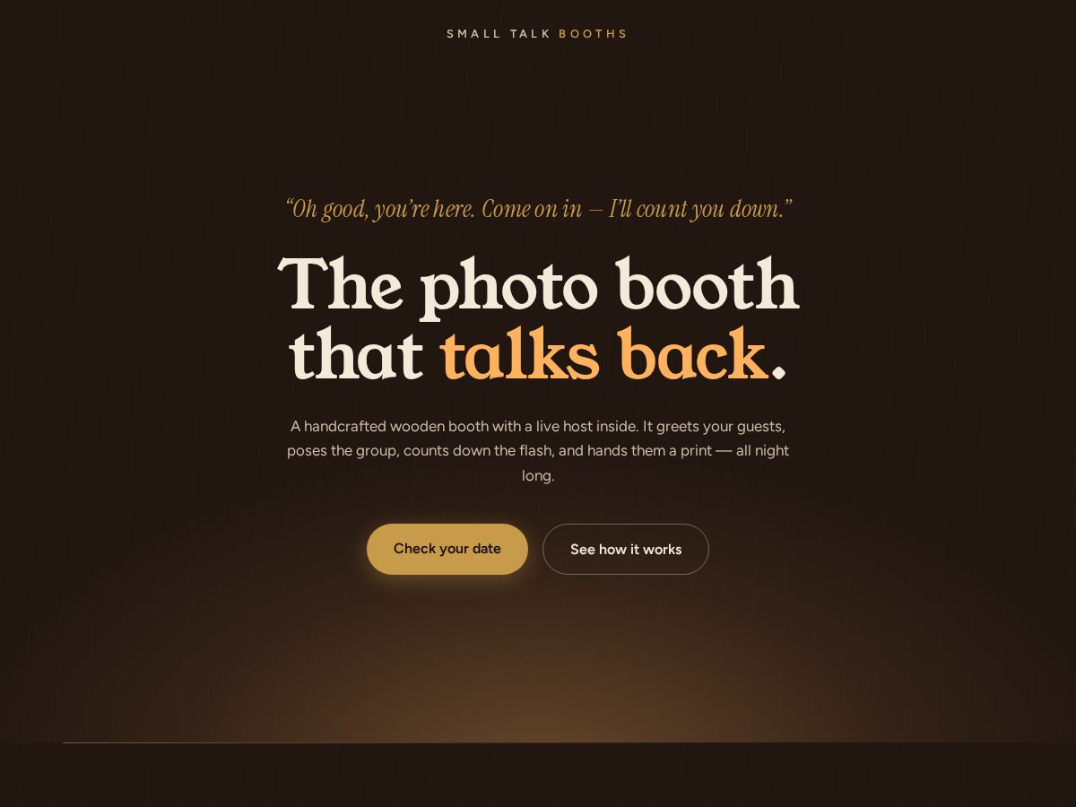 Landing-page snapshot of smalltalkbooth.com