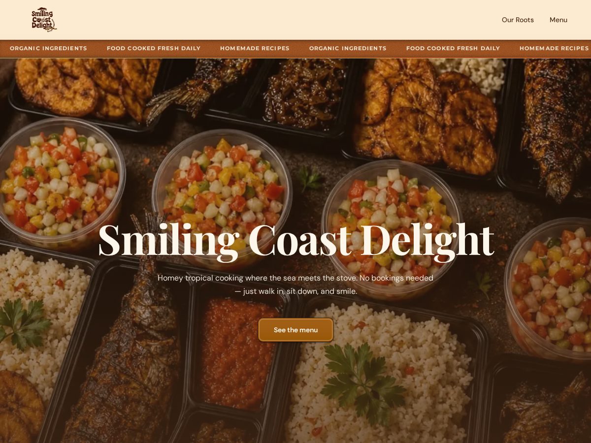 Landing-page snapshot of smilingcoastdelight.com