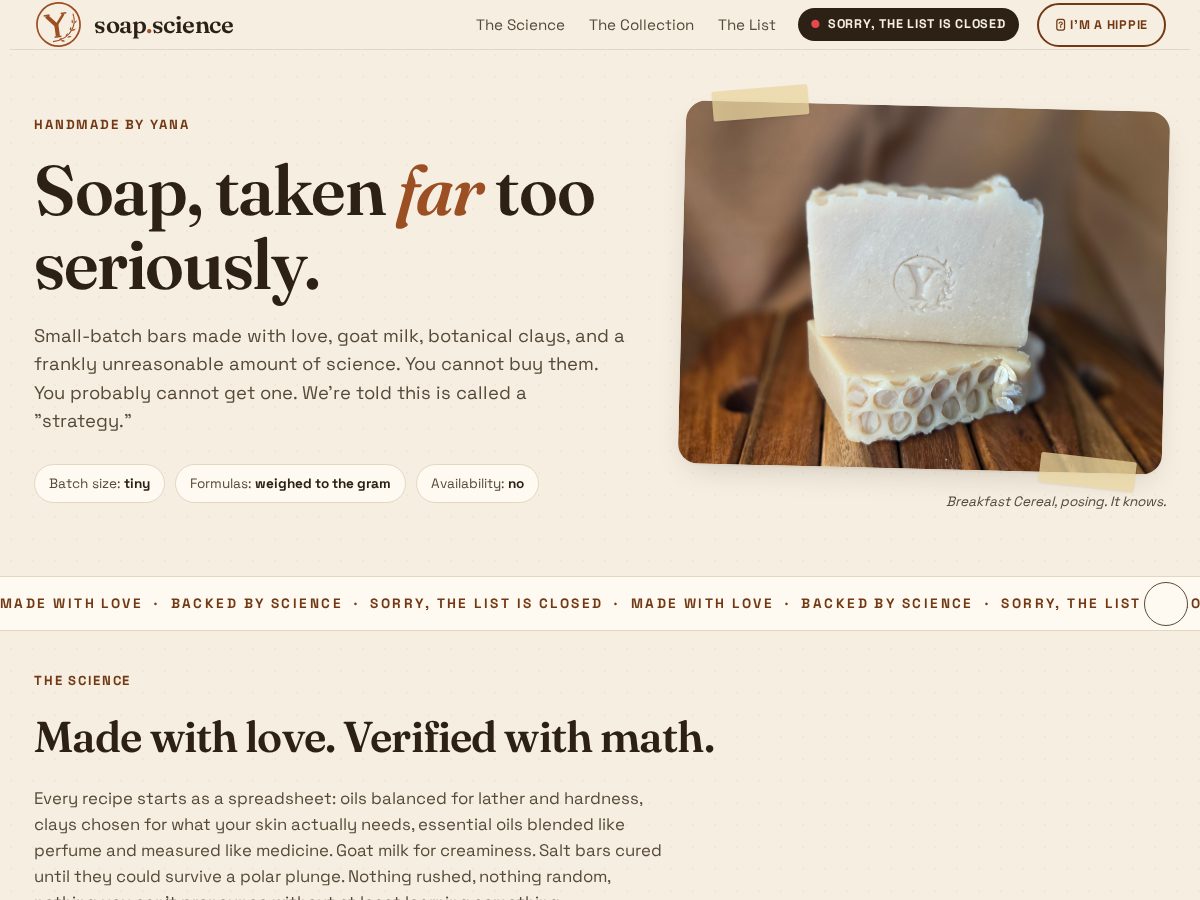Landing-page snapshot of soap.science