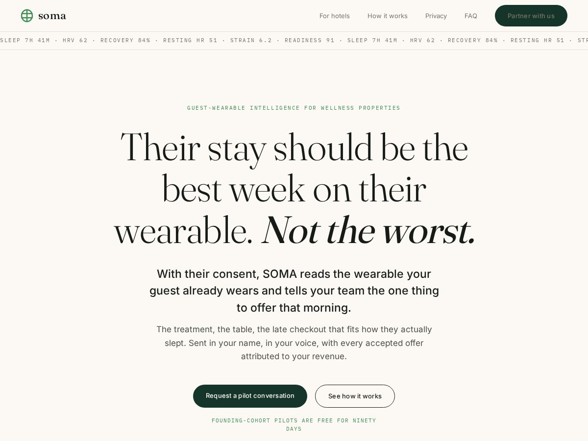 Landing-page snapshot of soma-now.com