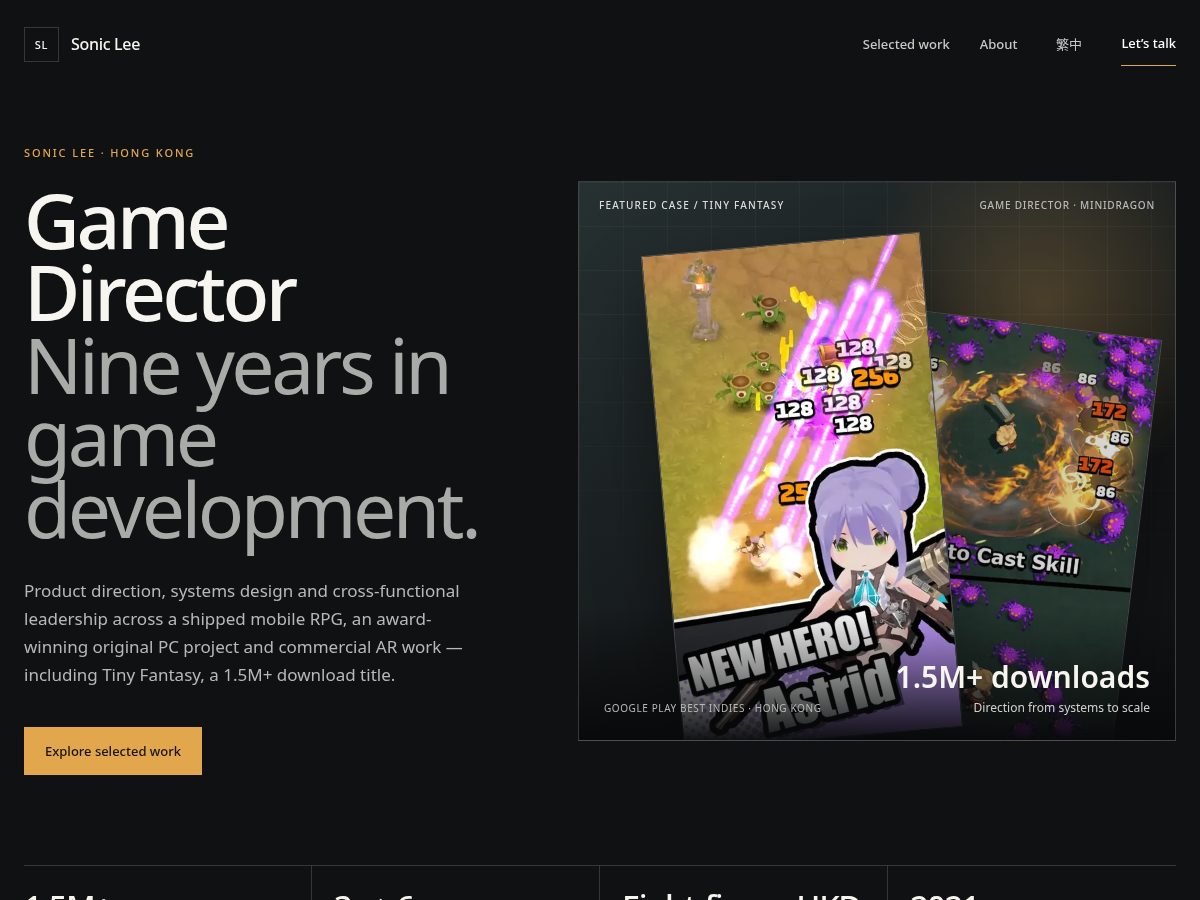 Landing-page snapshot of soniclee.com