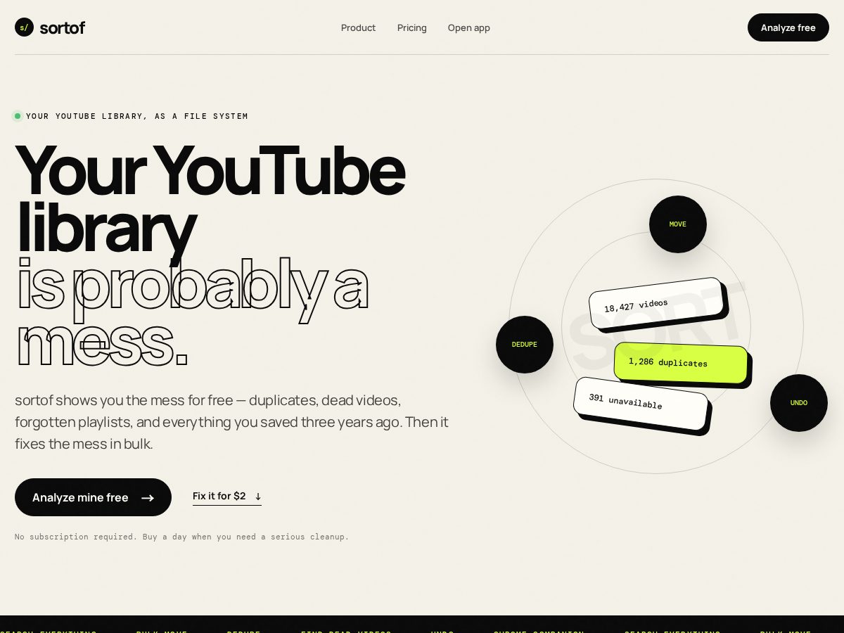 Landing-page snapshot of sortof.shop