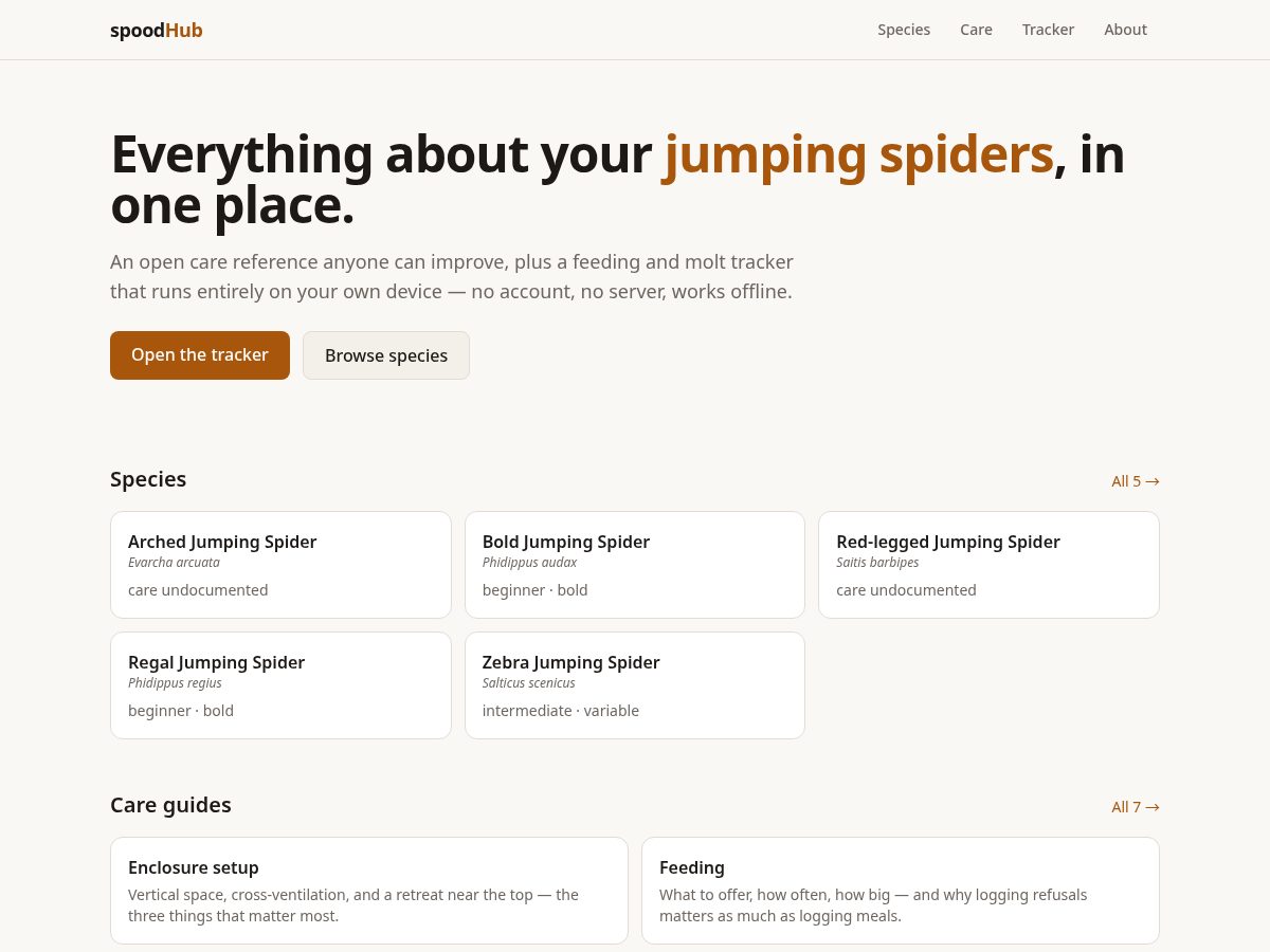 Landing-page snapshot of spoodhub.com