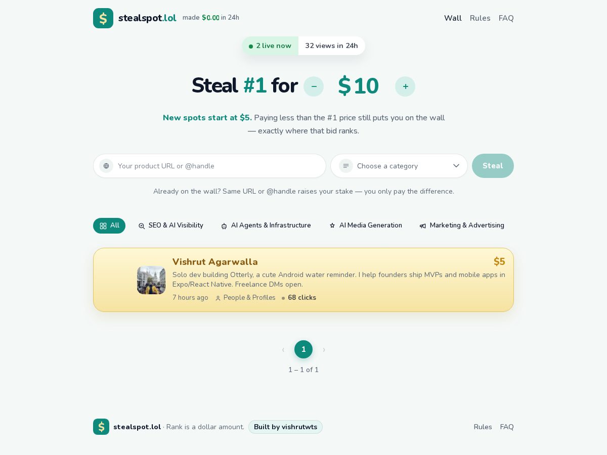 Landing-page snapshot of stealspot.lol