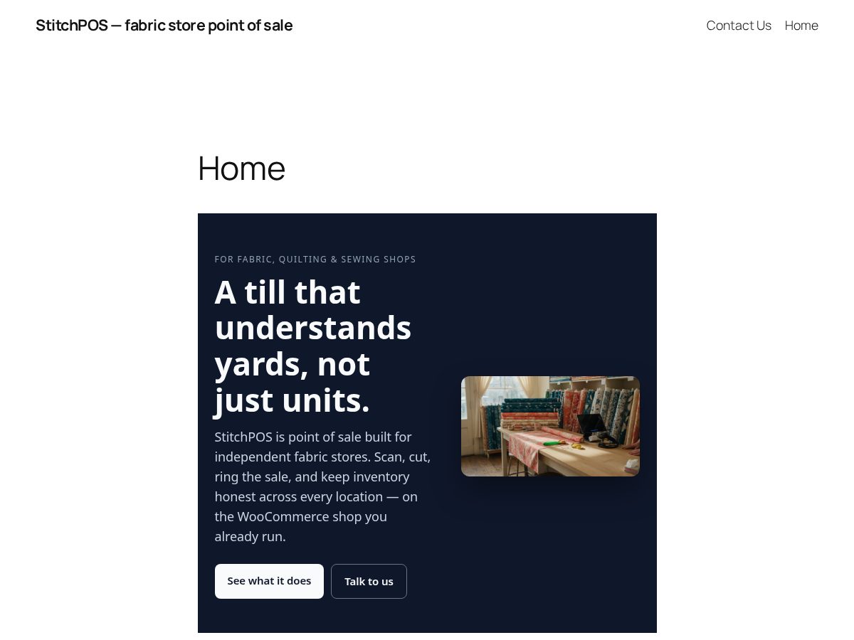 Landing-page snapshot of stitch-pos.com