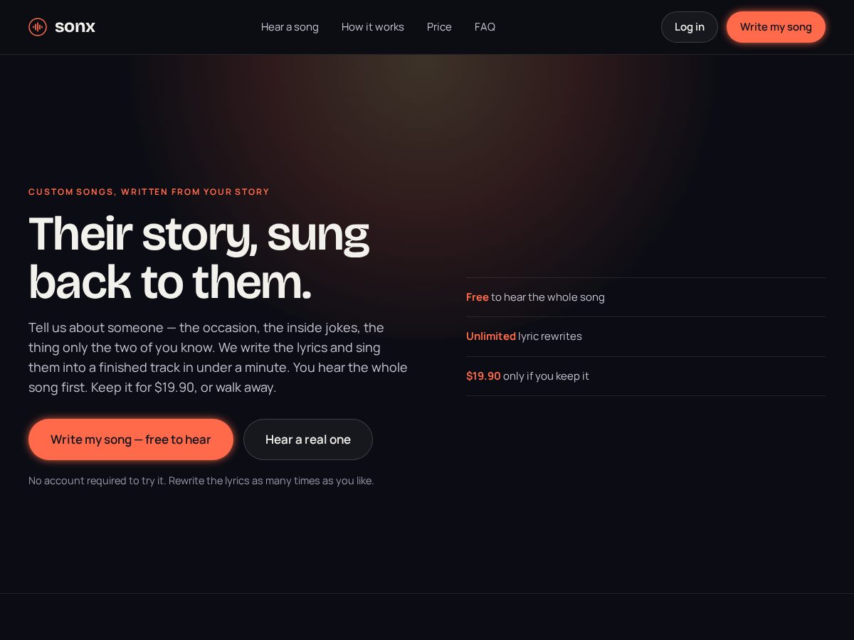 Landing-page snapshot of storysonx.com