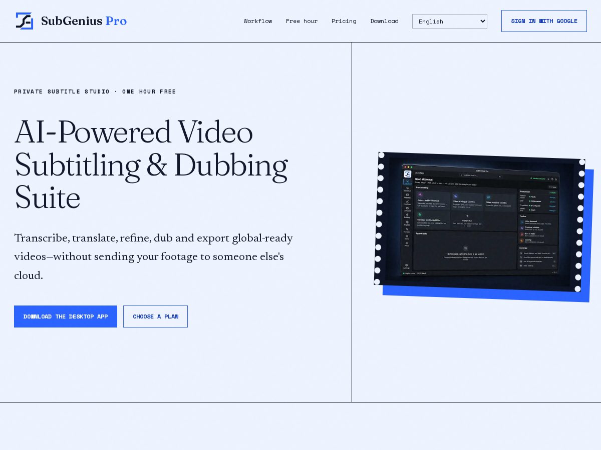Landing-page snapshot of subgeniuspro.com