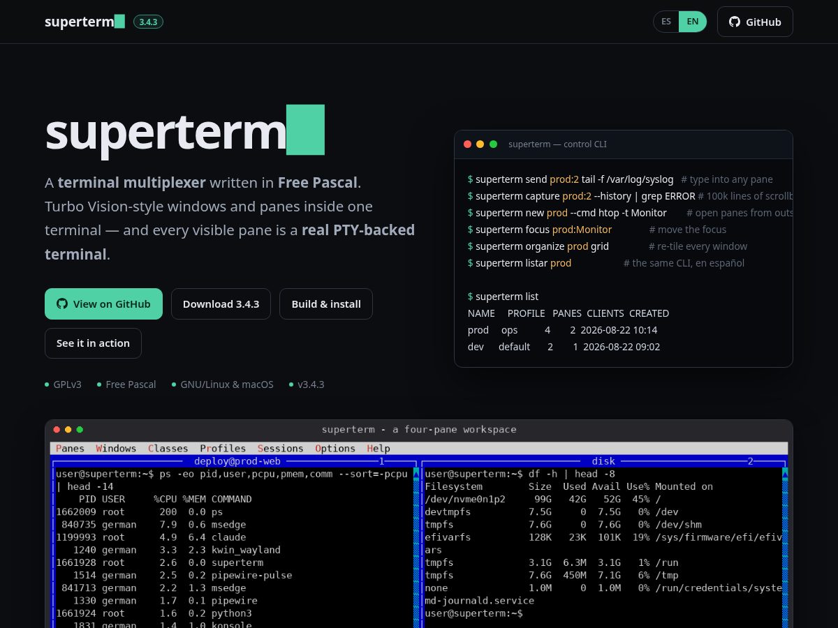 Landing-page snapshot of superterm.org