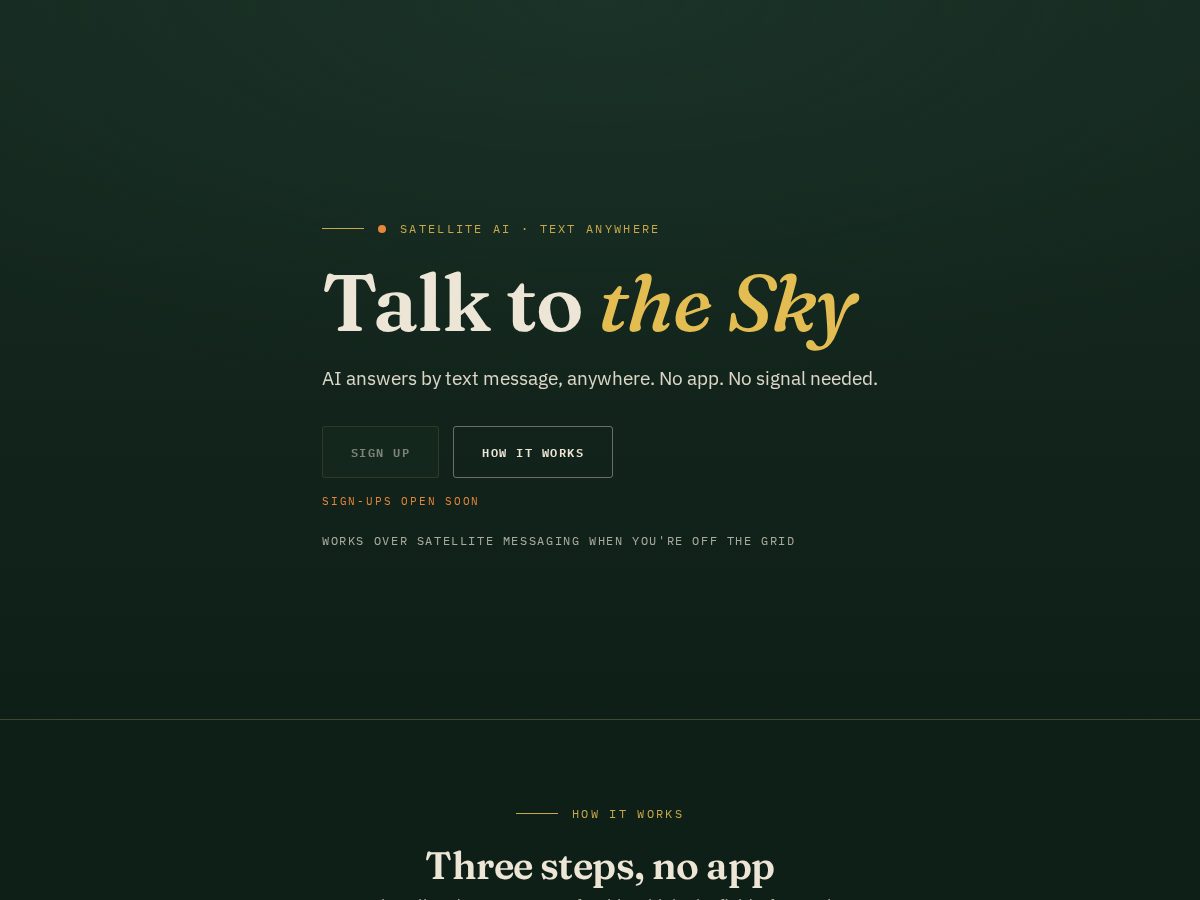 Landing-page snapshot of talktothesky.com