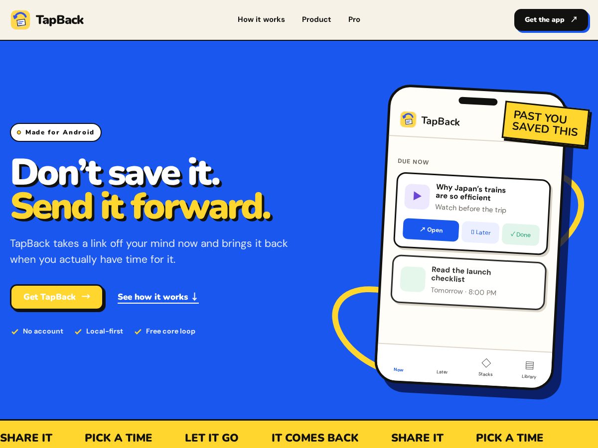 Landing-page snapshot of tapback.site