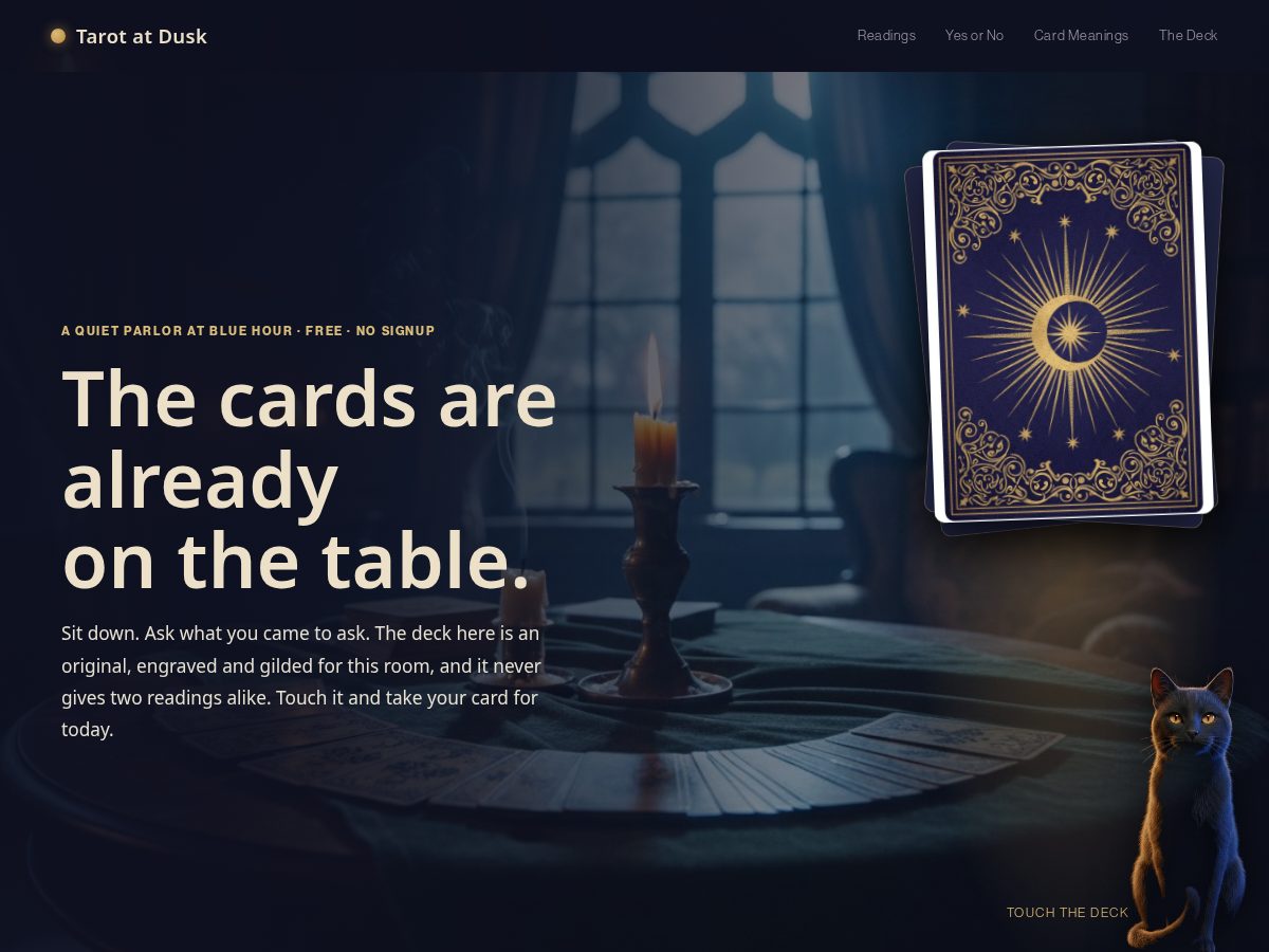 Landing-page snapshot of tarotatdusk.com