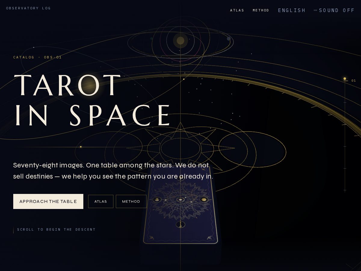 Landing-page snapshot of tarotin.space