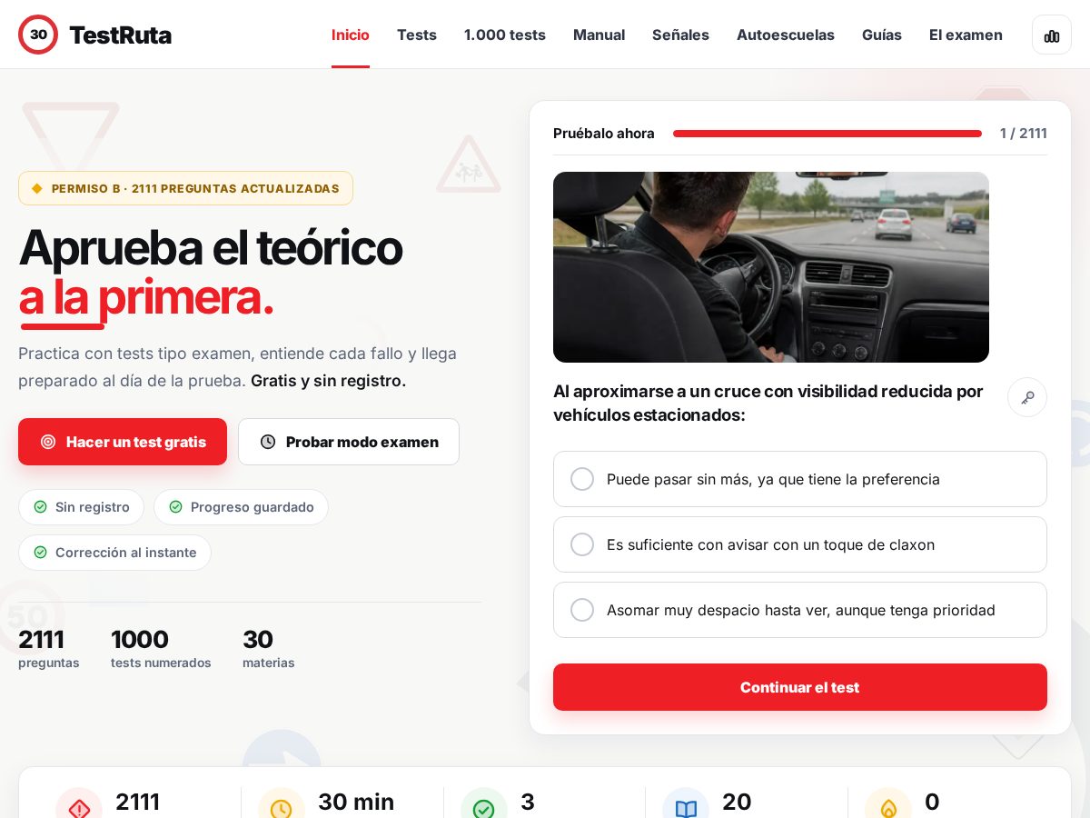 Landing-page snapshot of testruta.com