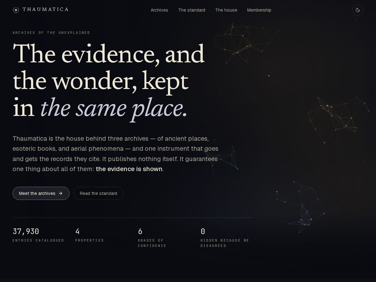 Landing-page snapshot of thaumatica.com
