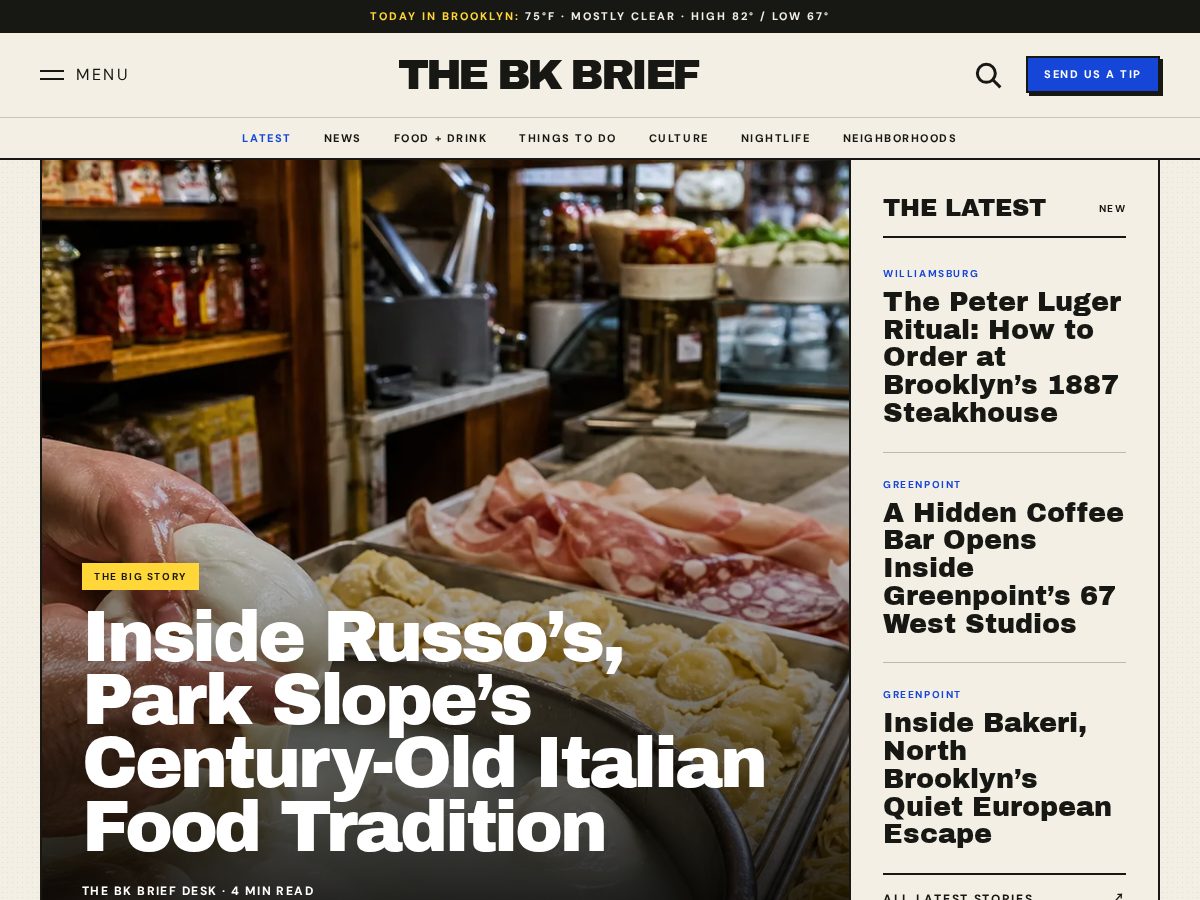 Landing-page snapshot of thebkbrief.com