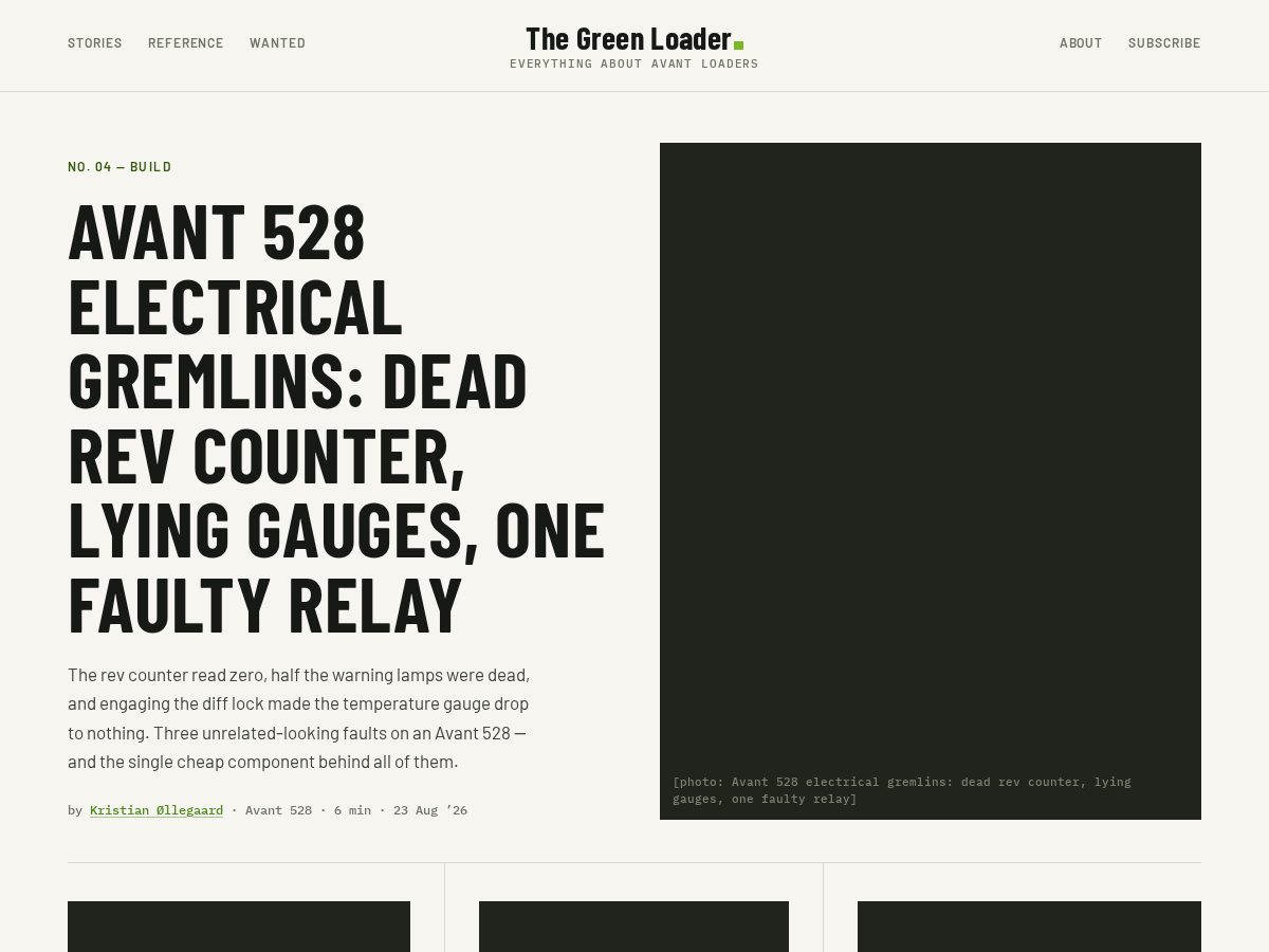 Landing-page snapshot of thegreenloader.com