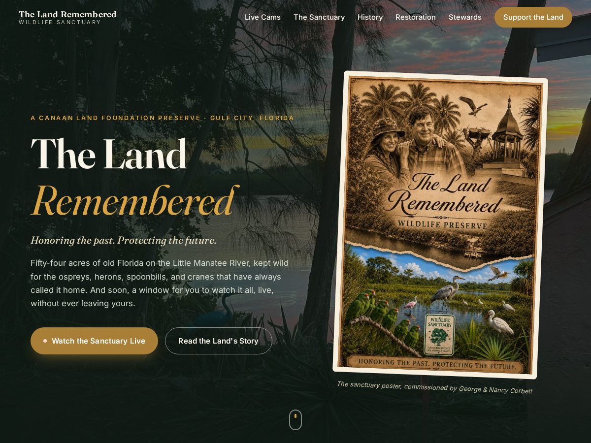 Landing-page snapshot of thelandremembered.com