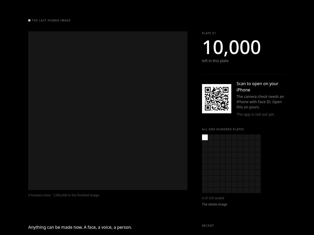 Landing-page snapshot of thelasthumanimage.com