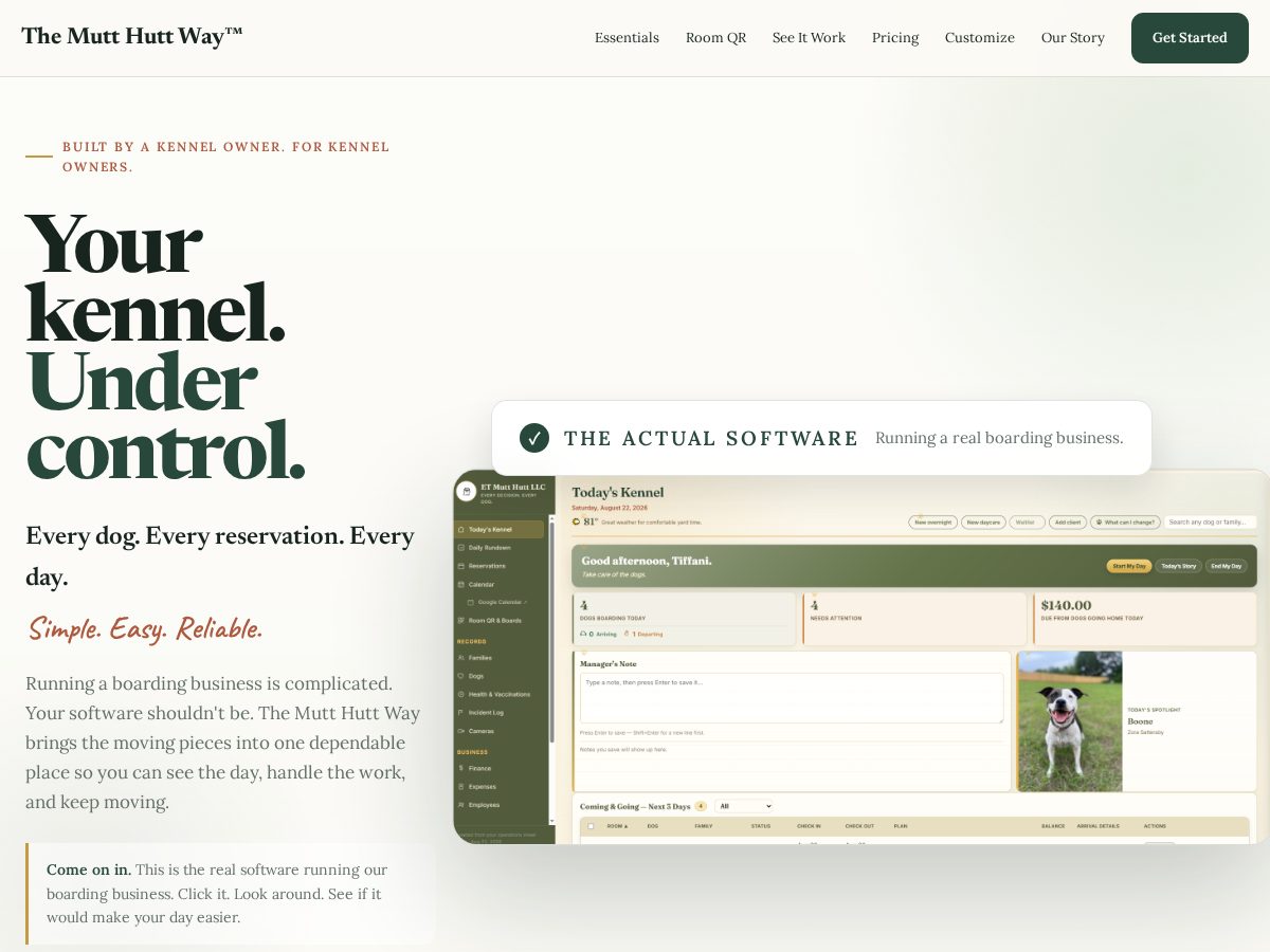Landing-page snapshot of themutthuttway.com