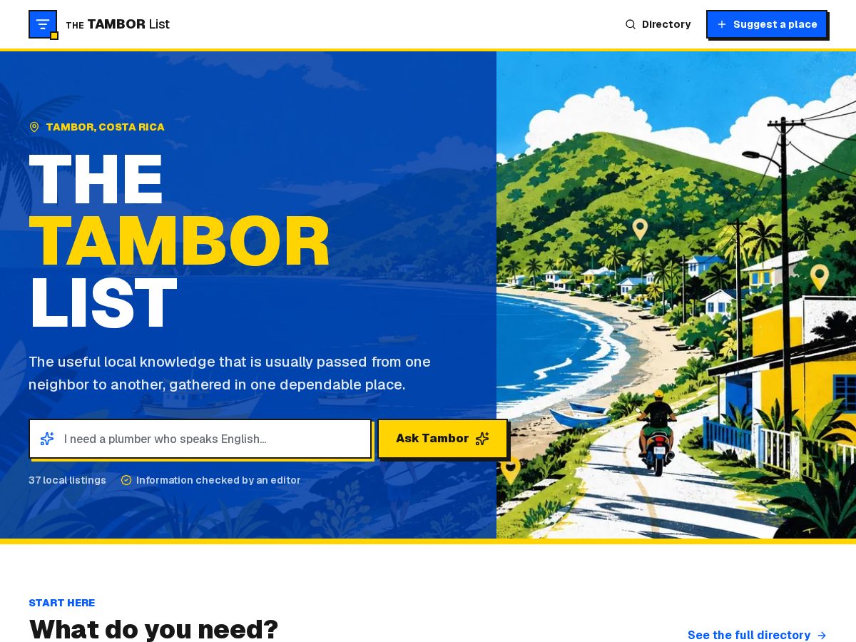 Landing-page snapshot of thetamborlist.com