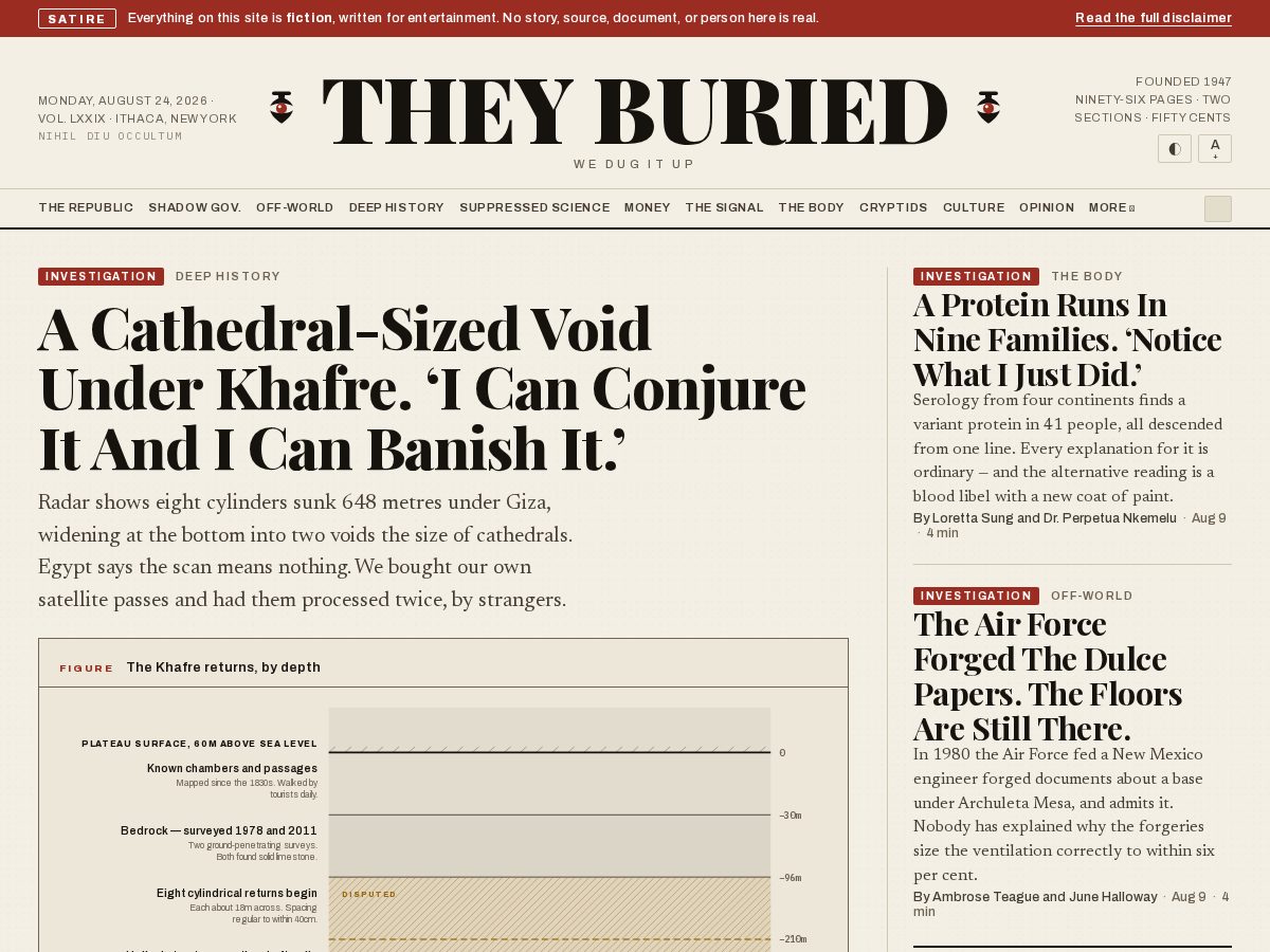 Landing-page snapshot of theyburied.com