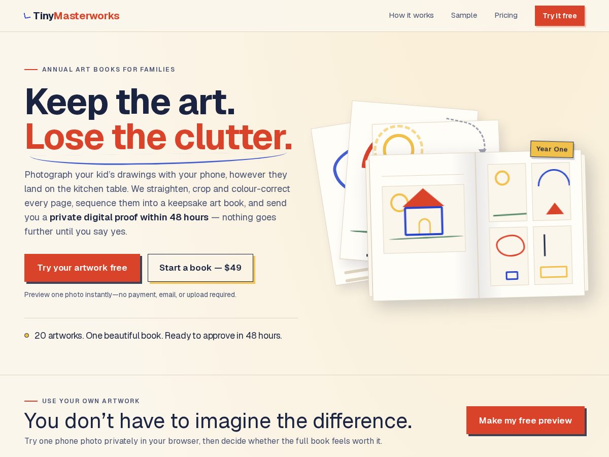 Landing-page snapshot of tinymasterworks.com