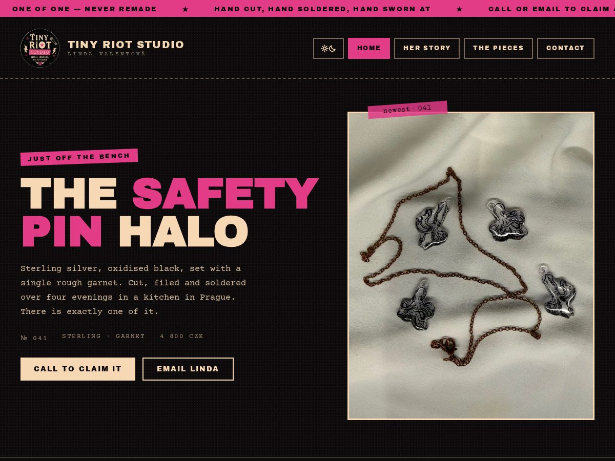 Landing-page snapshot of tinyriotstudio.shop