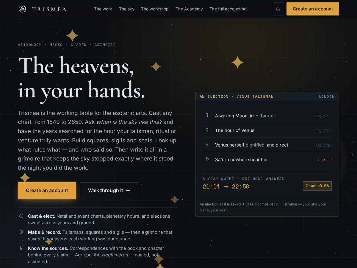 Landing-page snapshot of trismea.com