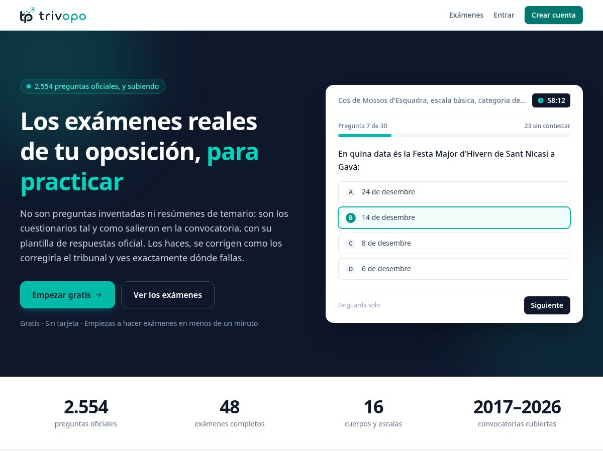 Landing-page snapshot of trivopo.com