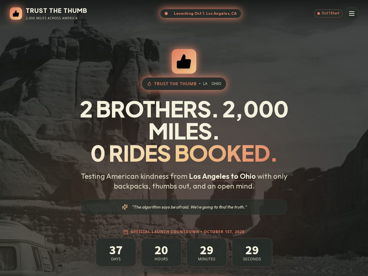 Landing-page snapshot of trustthethumb.com