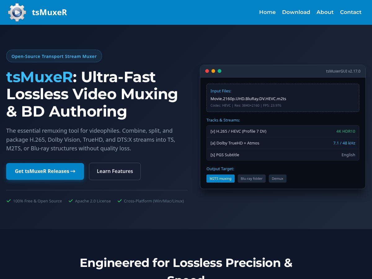 Landing-page snapshot of tsmuxer.net