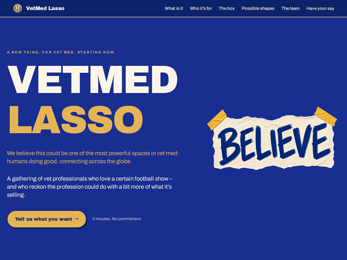 Landing-page snapshot of vetmedlasso.com