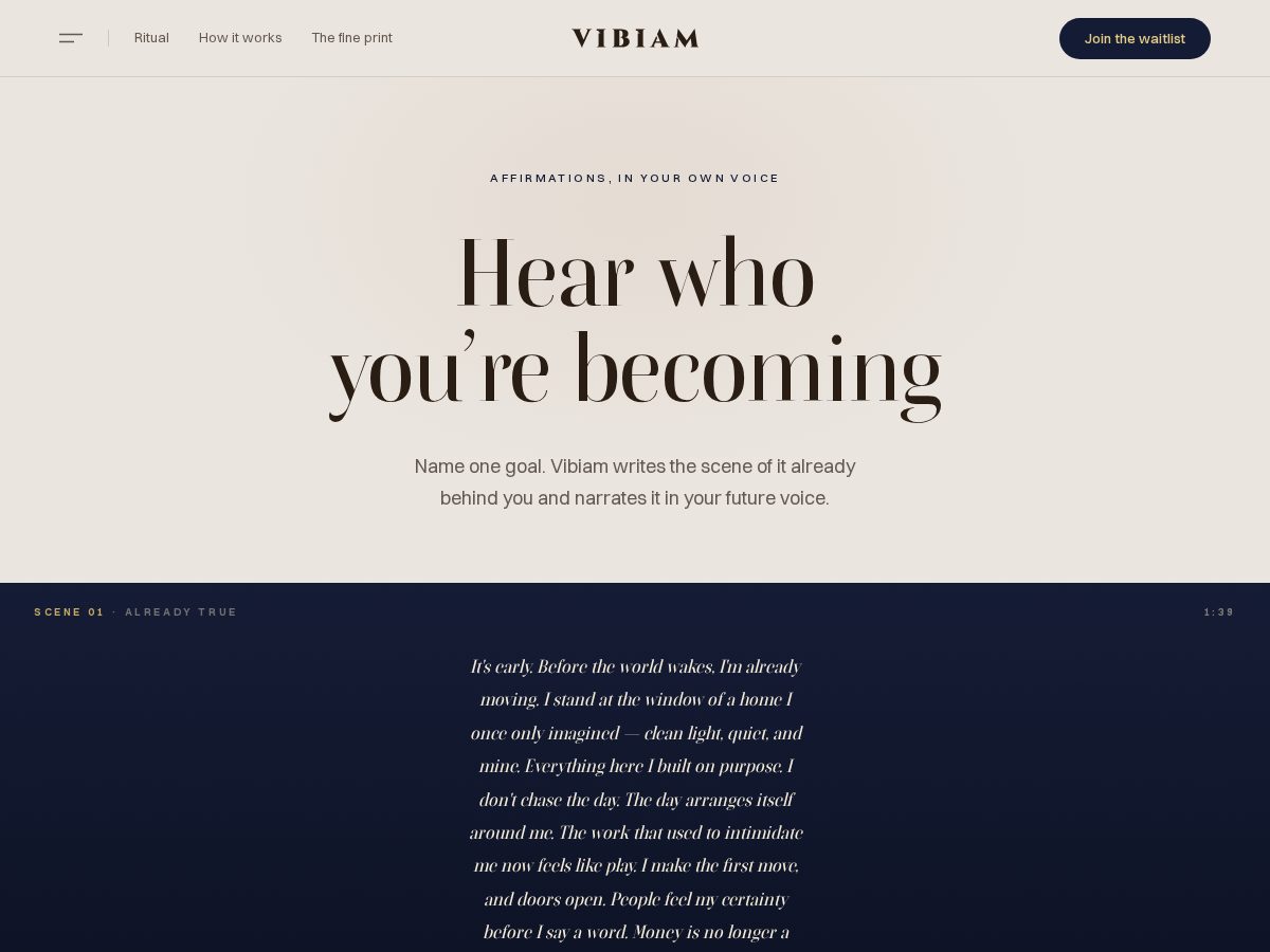 Landing-page snapshot of vibiam.com