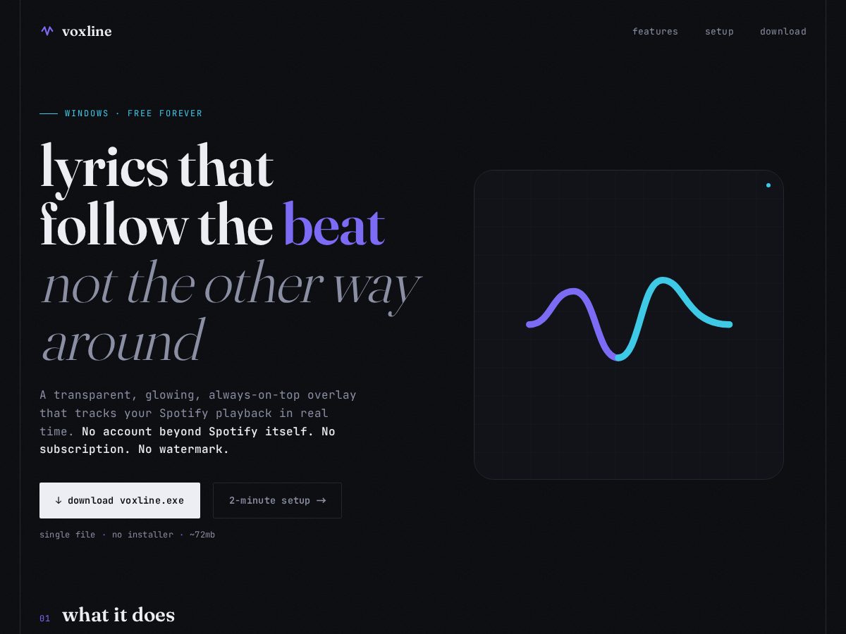 Landing-page snapshot of voxline.xyz
