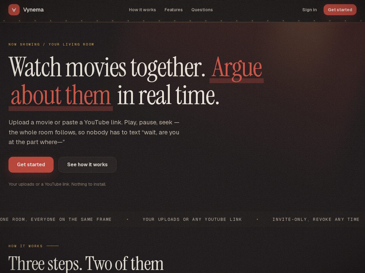Landing-page snapshot of vynema.homes