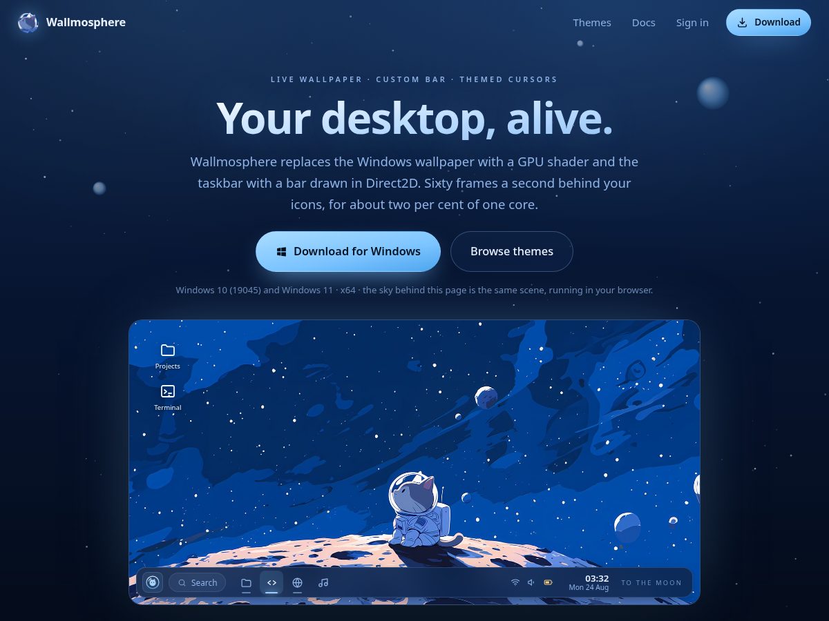 Landing-page snapshot of wallmosphere.com