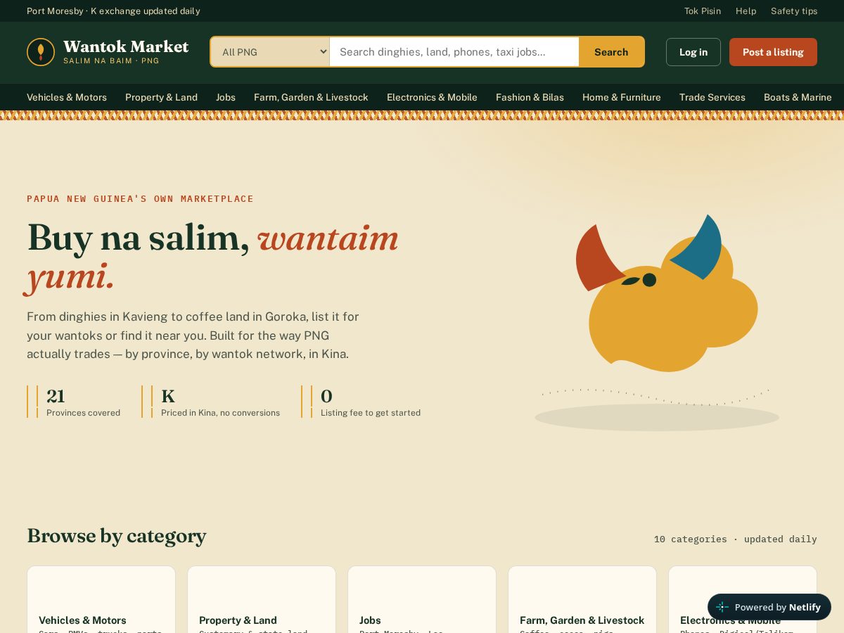 Landing-page snapshot of wantokmarket.shop